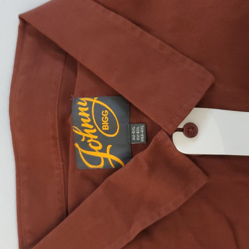 Johnny Bigg NWOT Men's Linen Button Down Soft Chocolate Brown LS Shirt Size 4XL